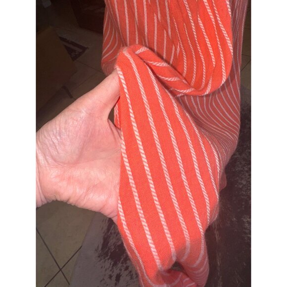 Kaktus XXL Coral White Striped Bib Overall Handkerchief Hem Sleeveless Dress - Picture 10 of 11